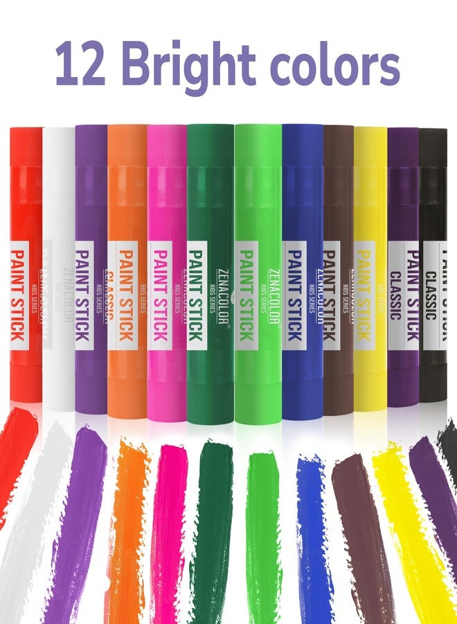 Zenacolor Tempera Paint Sticks - 12 Colors Kids Paints - Non-Toxic Washable Paint Sticks for Kids - Mess Free Quick Drying Art Supplies for Toddlers - Image 2